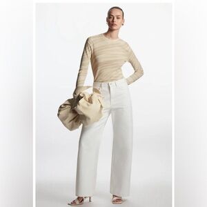 Women COS Flared Low Rise Full Length White Wide Jeans Size 32